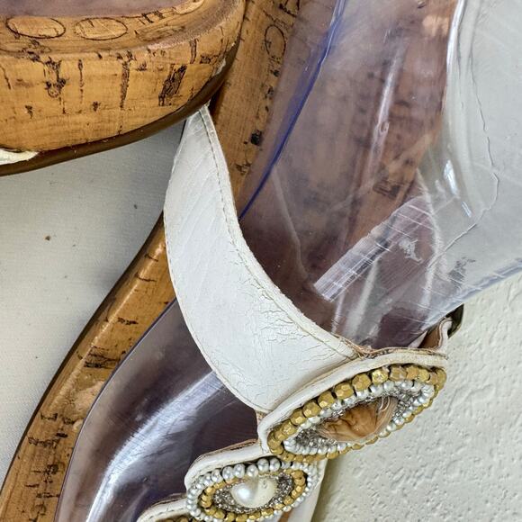 Vionic White Adelie Embellished Cork Insole Adjustable Strap Sandals Women's 8 - Picture 7 of 10